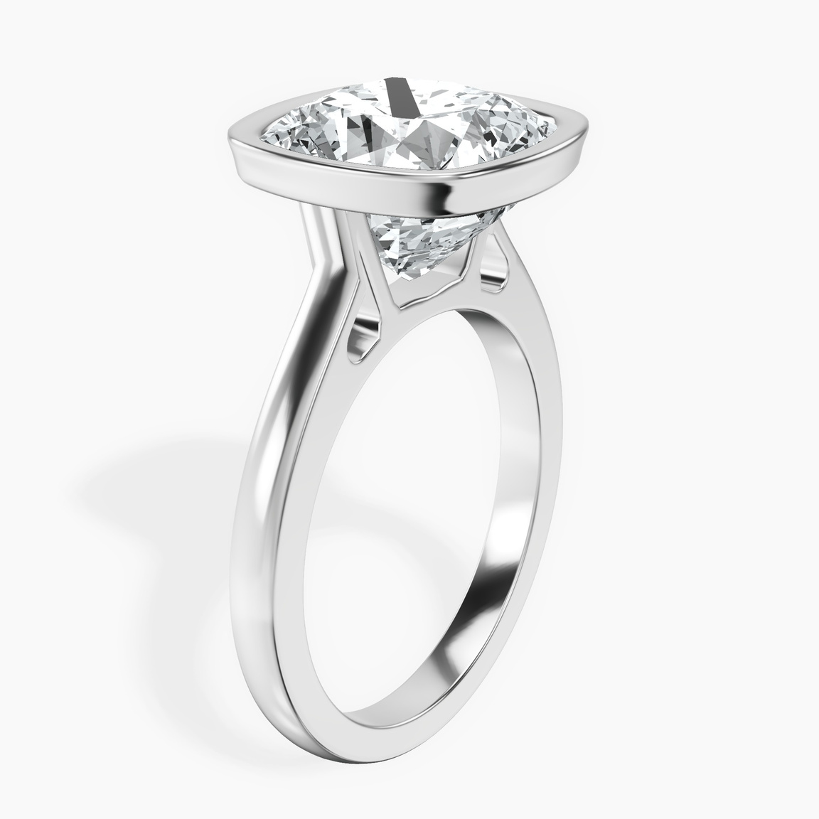 18kt White Gold Bezel Set Solitaire Lab Diamond Ring standing product image one