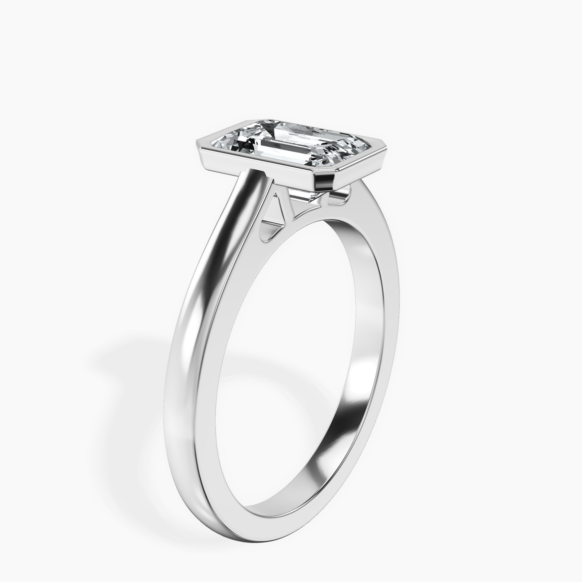 Platinum Bezel Set Solitaire Lab Diamond Ring standing product image one