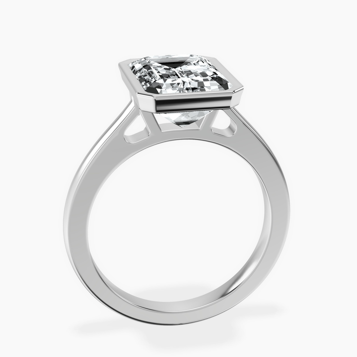 10kt White Gold Bezel Set Solitaire Lab Diamond Ring side right image one