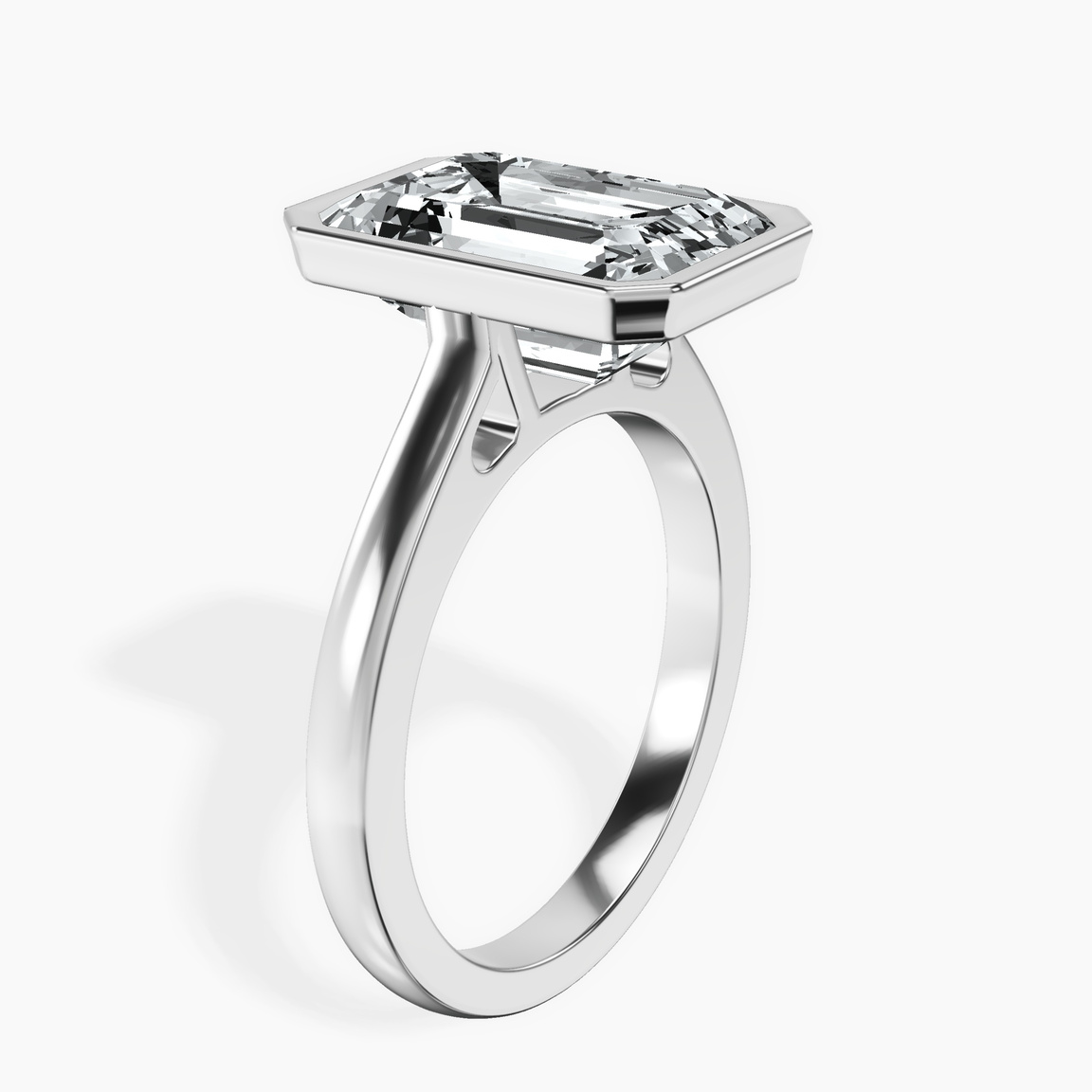Platinum Bezel Set Solitaire Lab Diamond Ring standing product image one