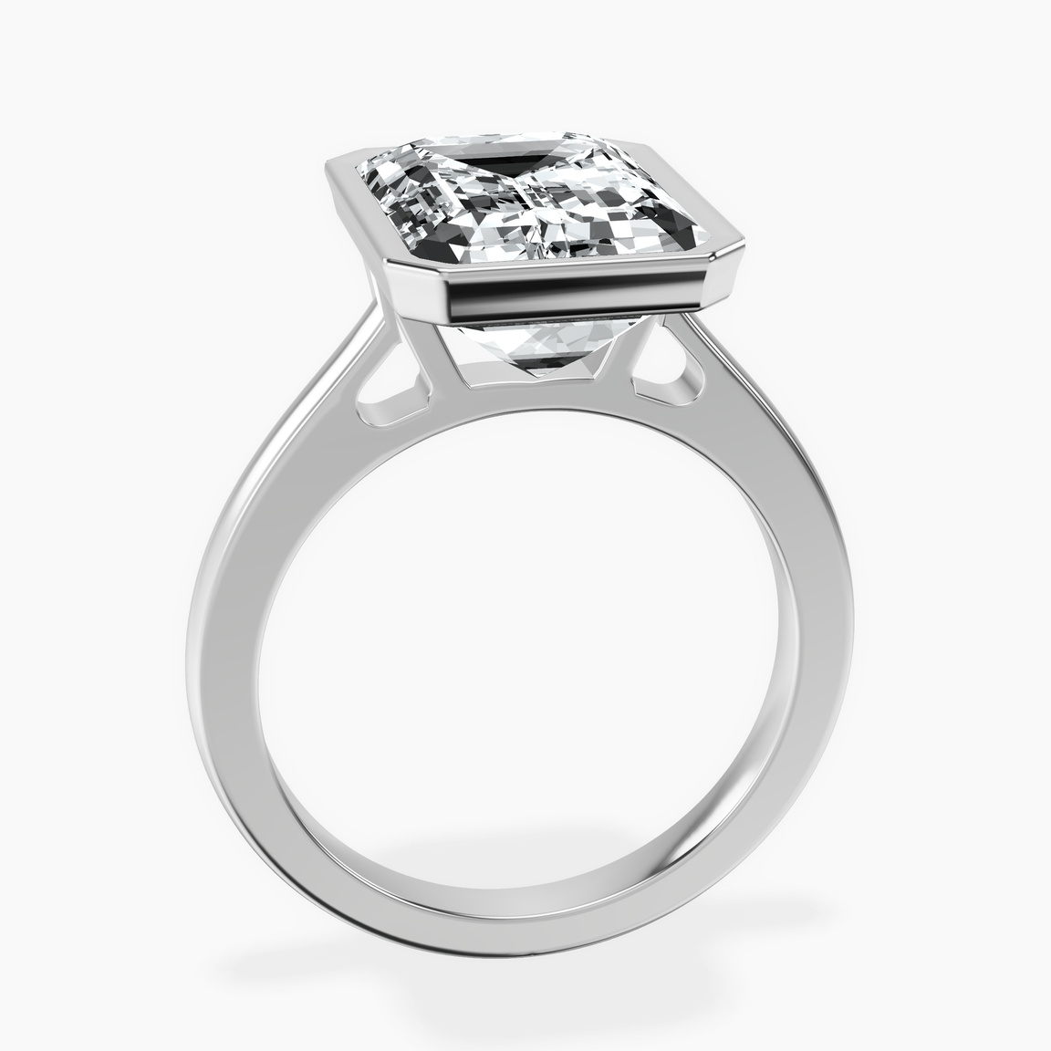 10kt White Gold Bezel Set Solitaire Lab Diamond Ring side right image one