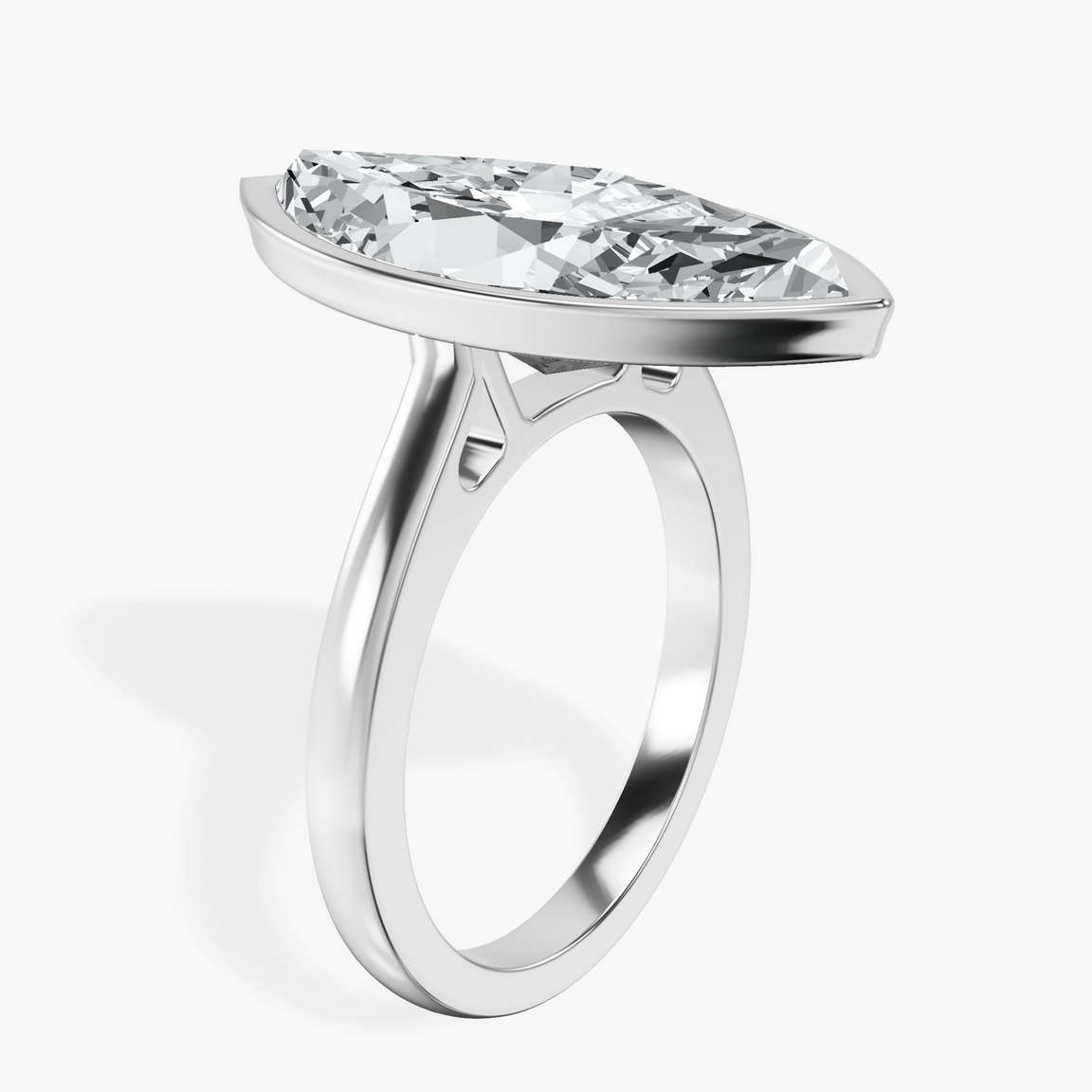 Platinum Bezel Set Solitaire Lab Diamond Ring standing product image one