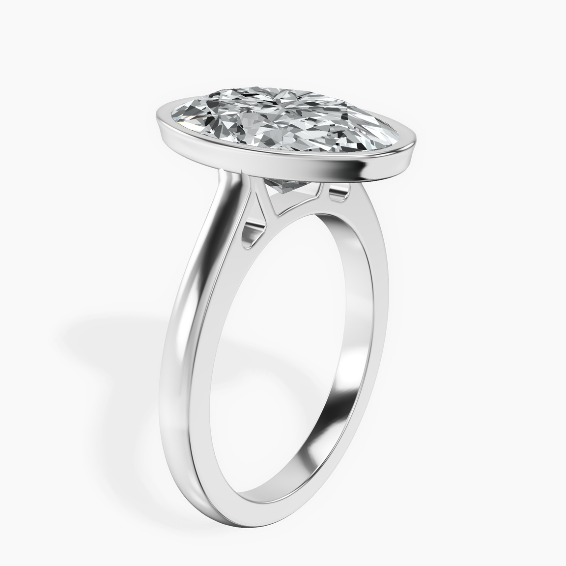 Platinum Bezel Set Solitaire Lab Diamond Ring standing product image one