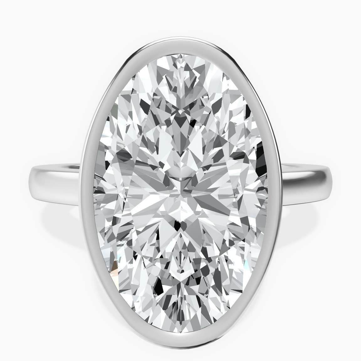 10kt White Gold Bezel Set Solitaire Lab Diamond Ring front image