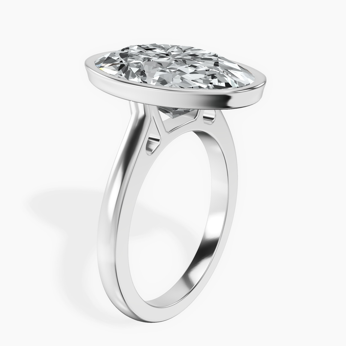 10kt White Gold Bezel Set Solitaire Lab Diamond Ring standing product image one