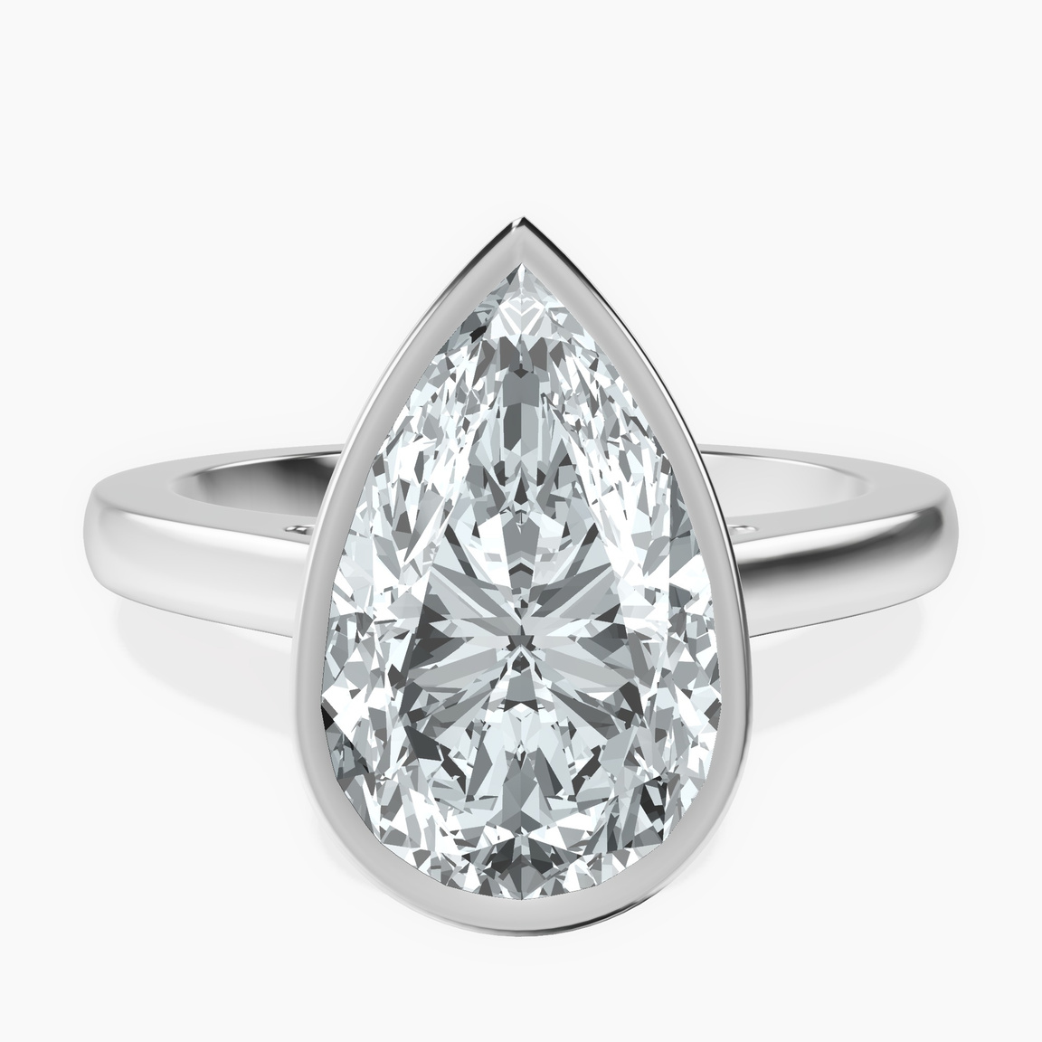 Platinum Bezel Set Solitaire Lab Diamond Ring front image