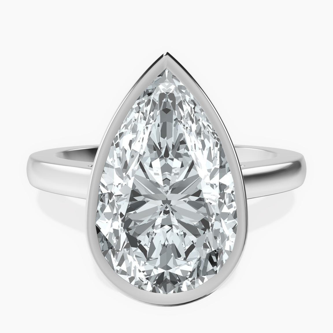 Platinum Bezel Set Solitaire Lab Diamond Ring front image