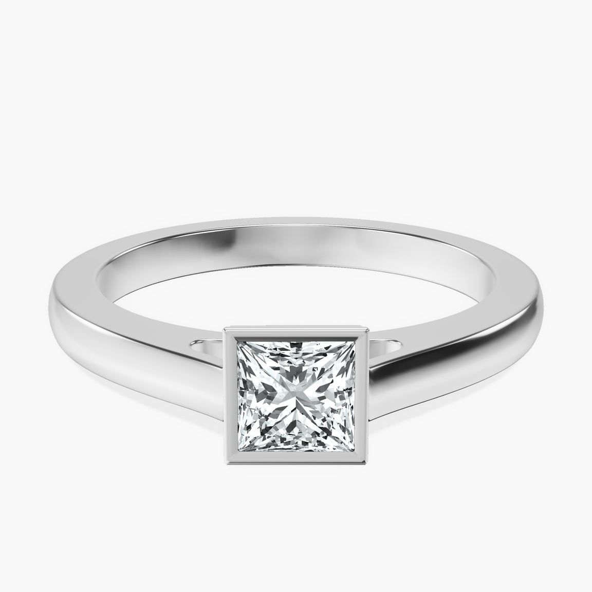 14kt White Gold Bezel Set Solitaire Lab Diamond Ring front image