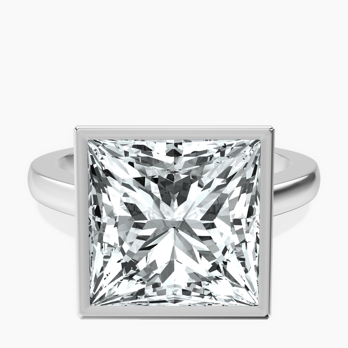 14kt White Gold Bezel Set Solitaire Lab Diamond Ring front image