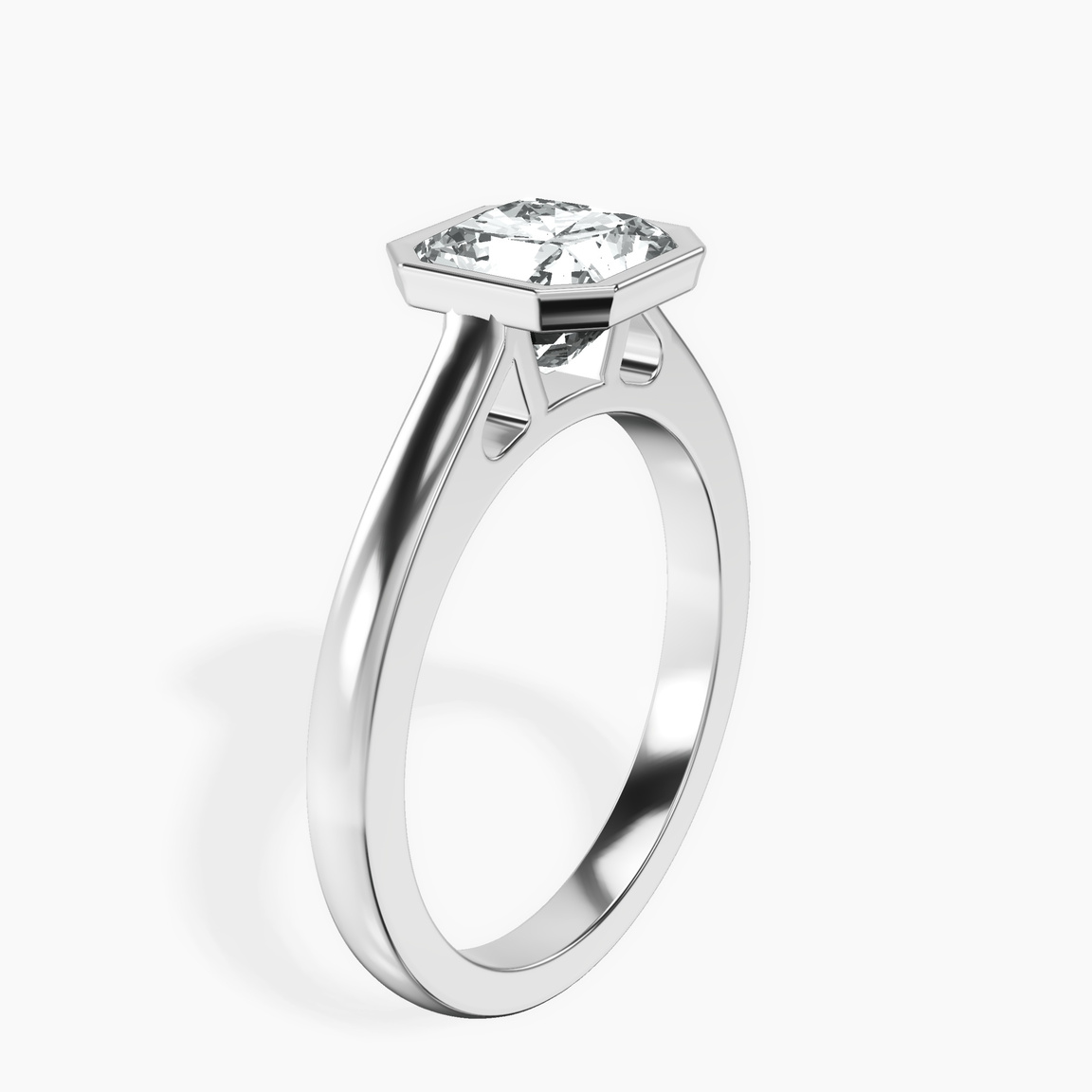 Platinum Bezel Set Solitaire Lab Diamond Ring standing product image one