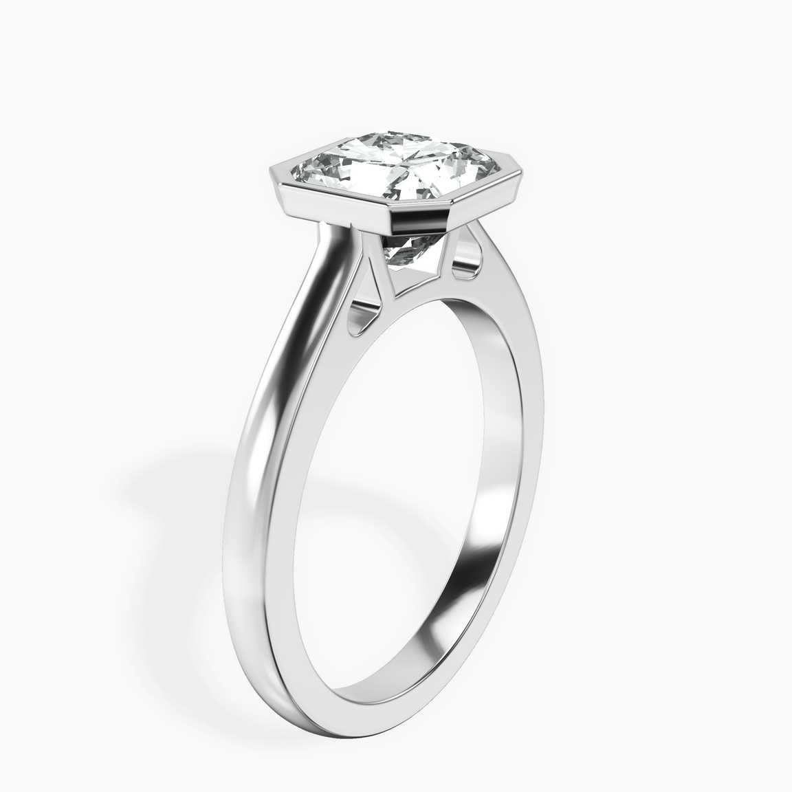Platinum Bezel Set Solitaire Lab Diamond Ring standing product image one