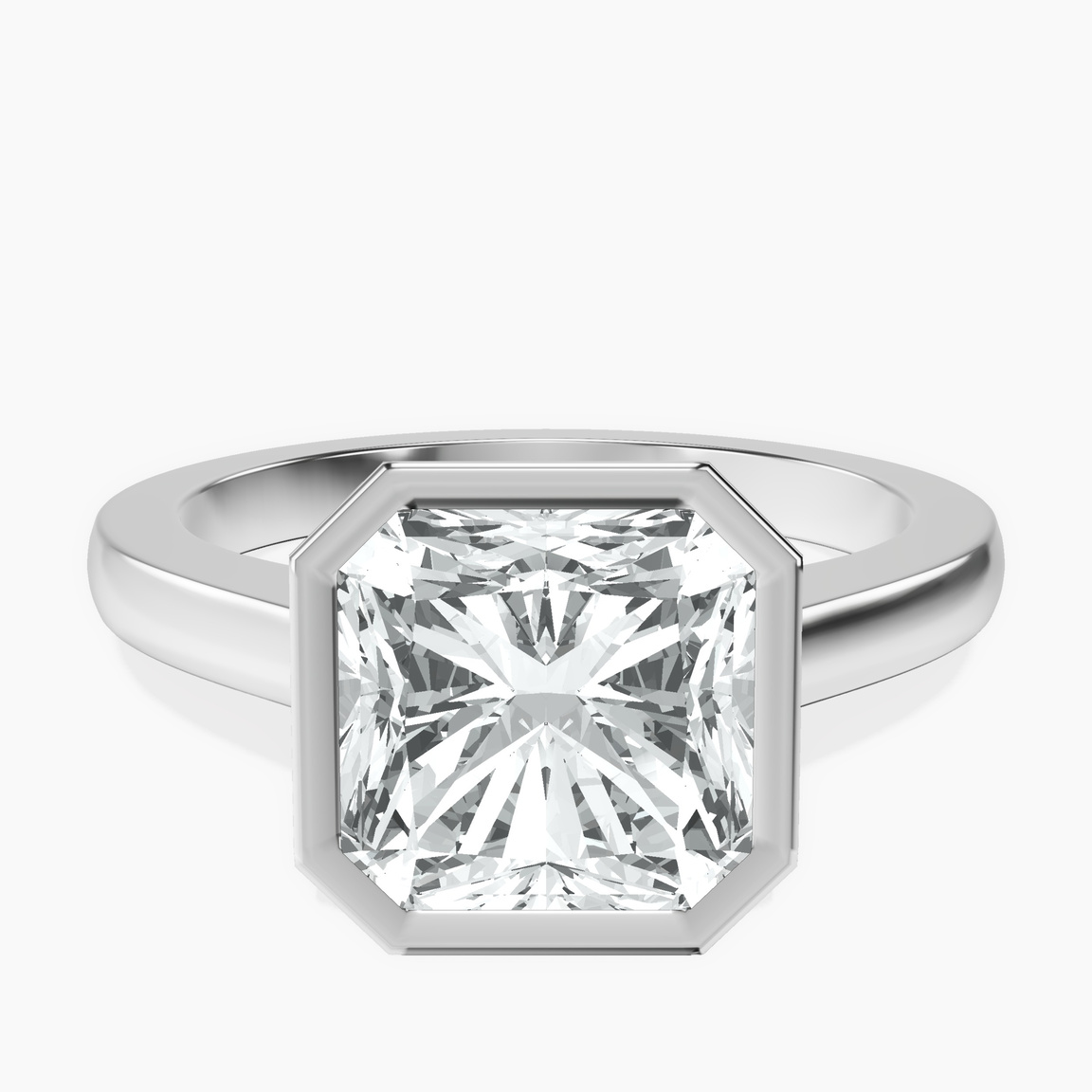 Platinum Bezel Set Solitaire Lab Diamond Ring front image