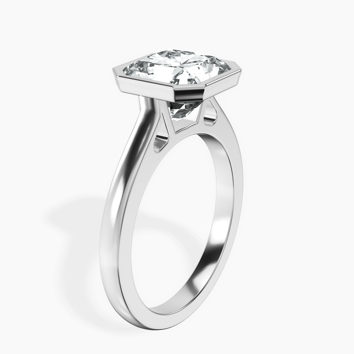 Platinum Bezel Set Solitaire Lab Diamond Ring standing product image one