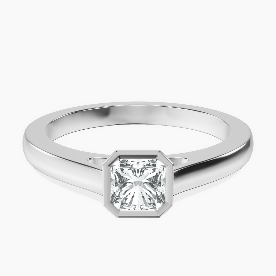 Platinum Bezel Set Solitaire Lab Diamond Ring front image