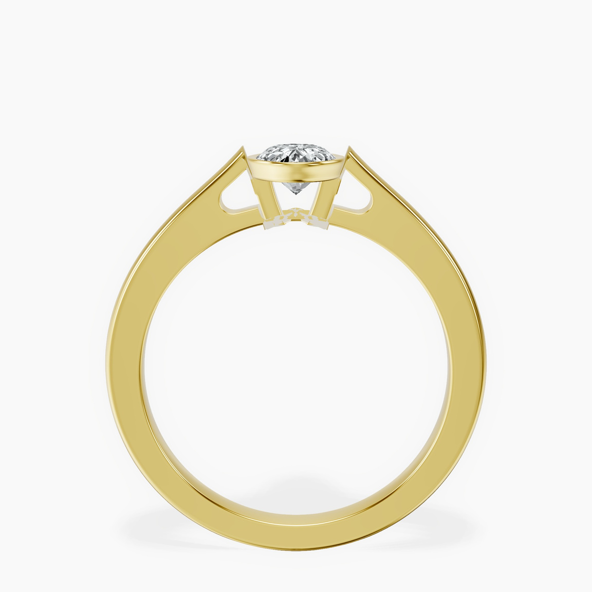 18kt Yellow Gold Bezel Set Solitaire Lab Diamond Ring side right image one