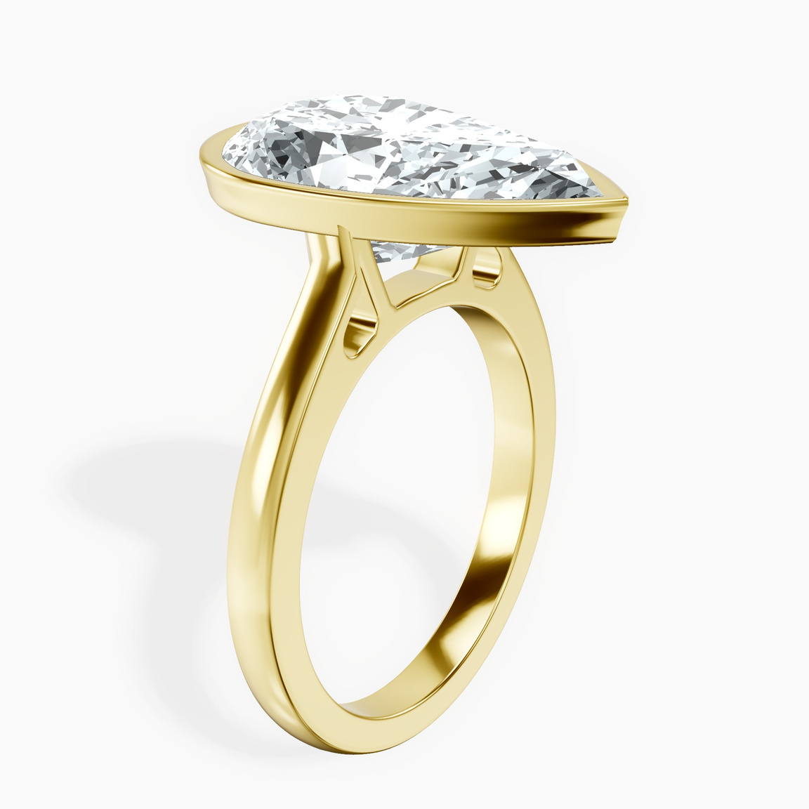 18kt Yellow Gold Bezel Set Solitaire Lab Diamond Ring standing product image one
