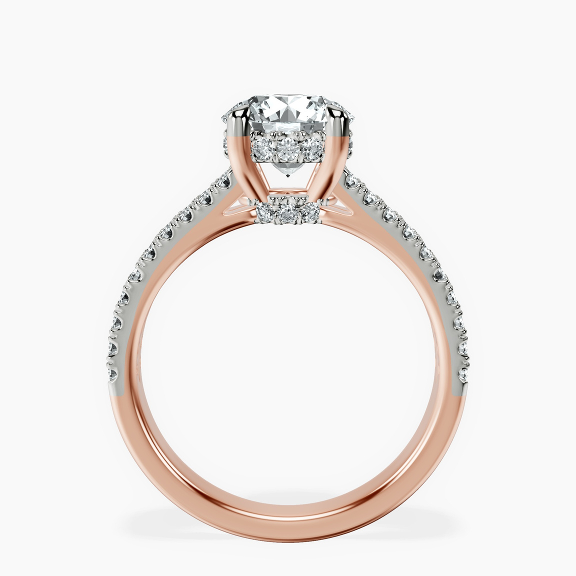 14ct Rose Gold Tosca Secret Halo Double Band Lab Diamond Ring side right image one