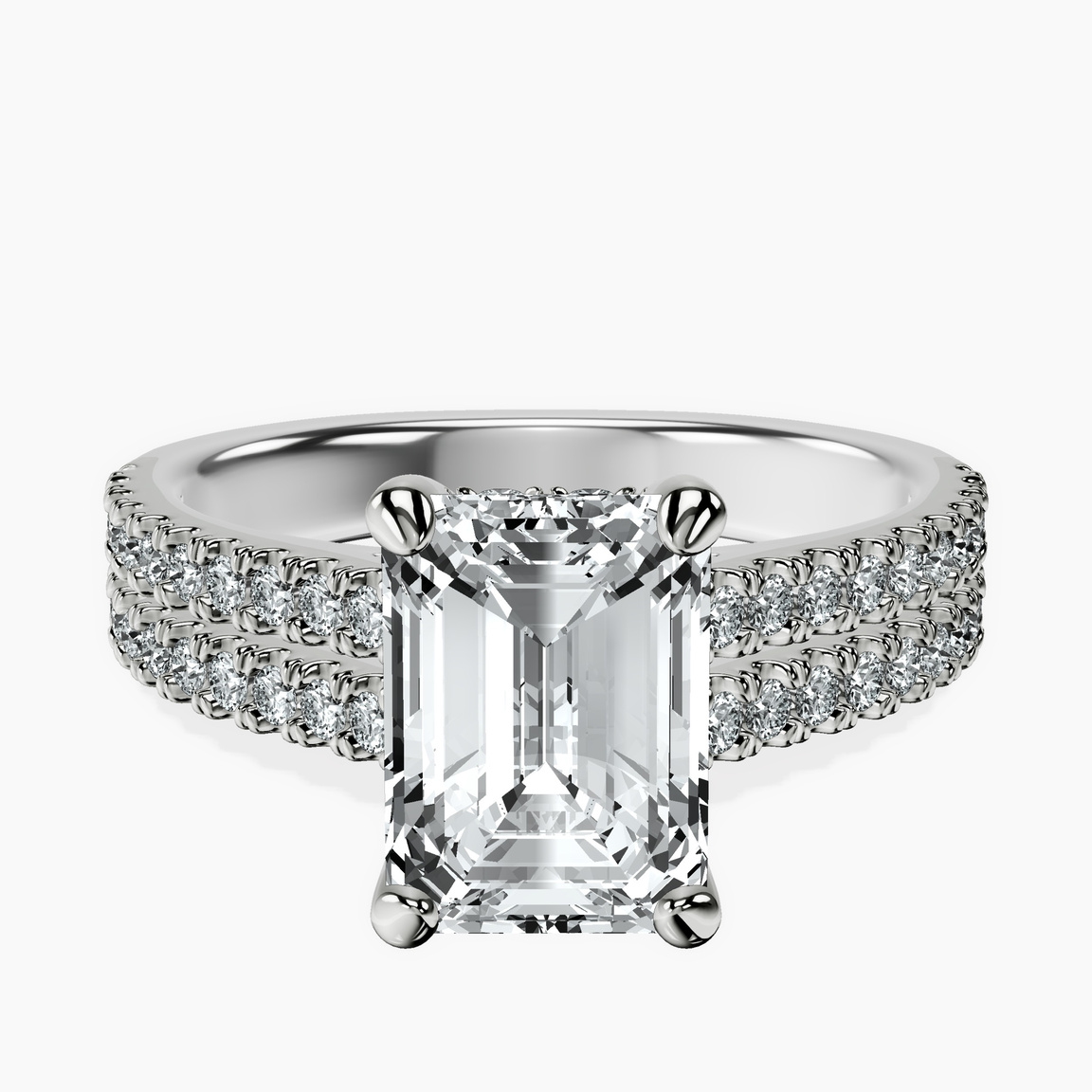 10kt White Gold Tosca Secret Halo Double Band Lab Diamond Ring front image