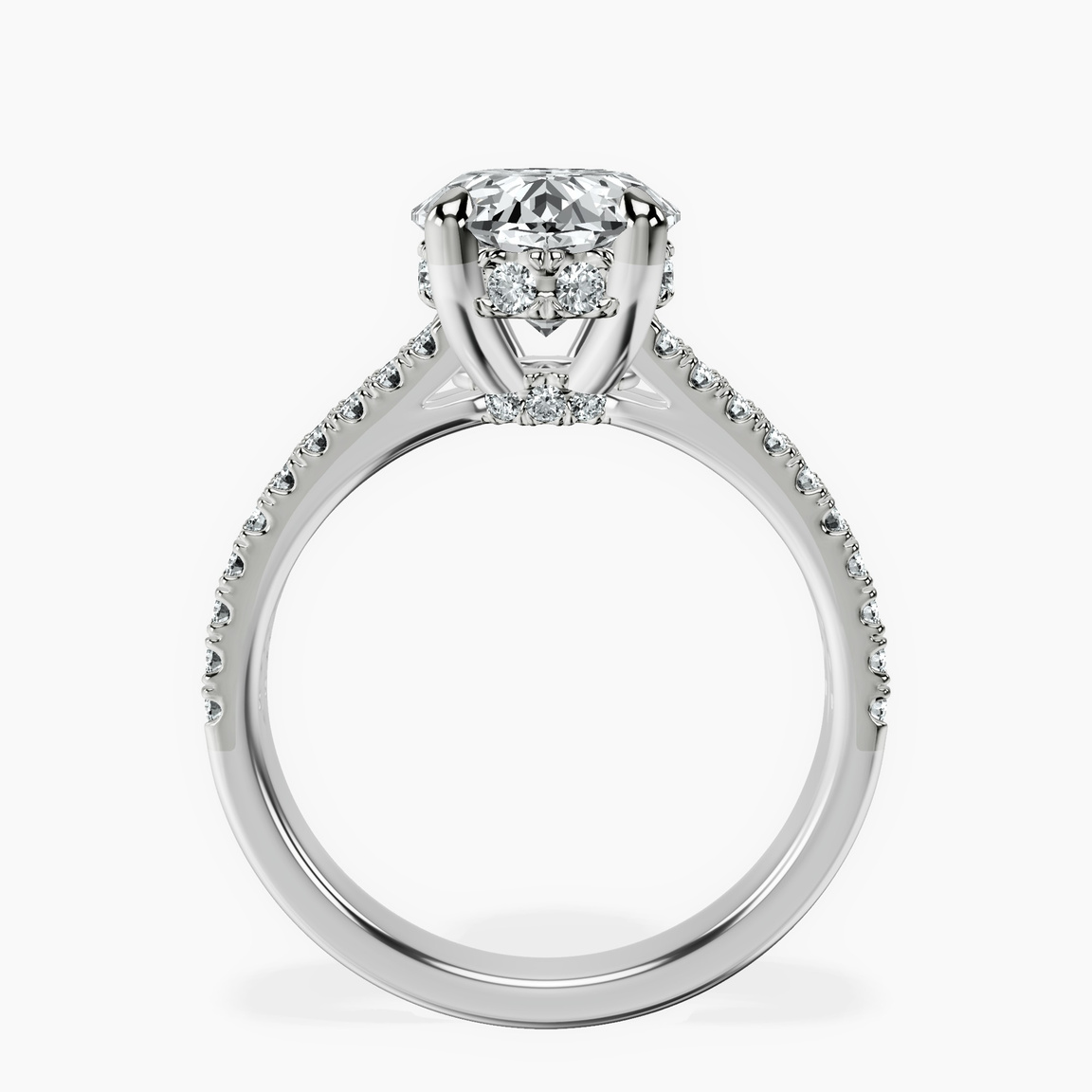 Platinum Tosca Secret Halo Double Band Lab Diamond Ring side right image one