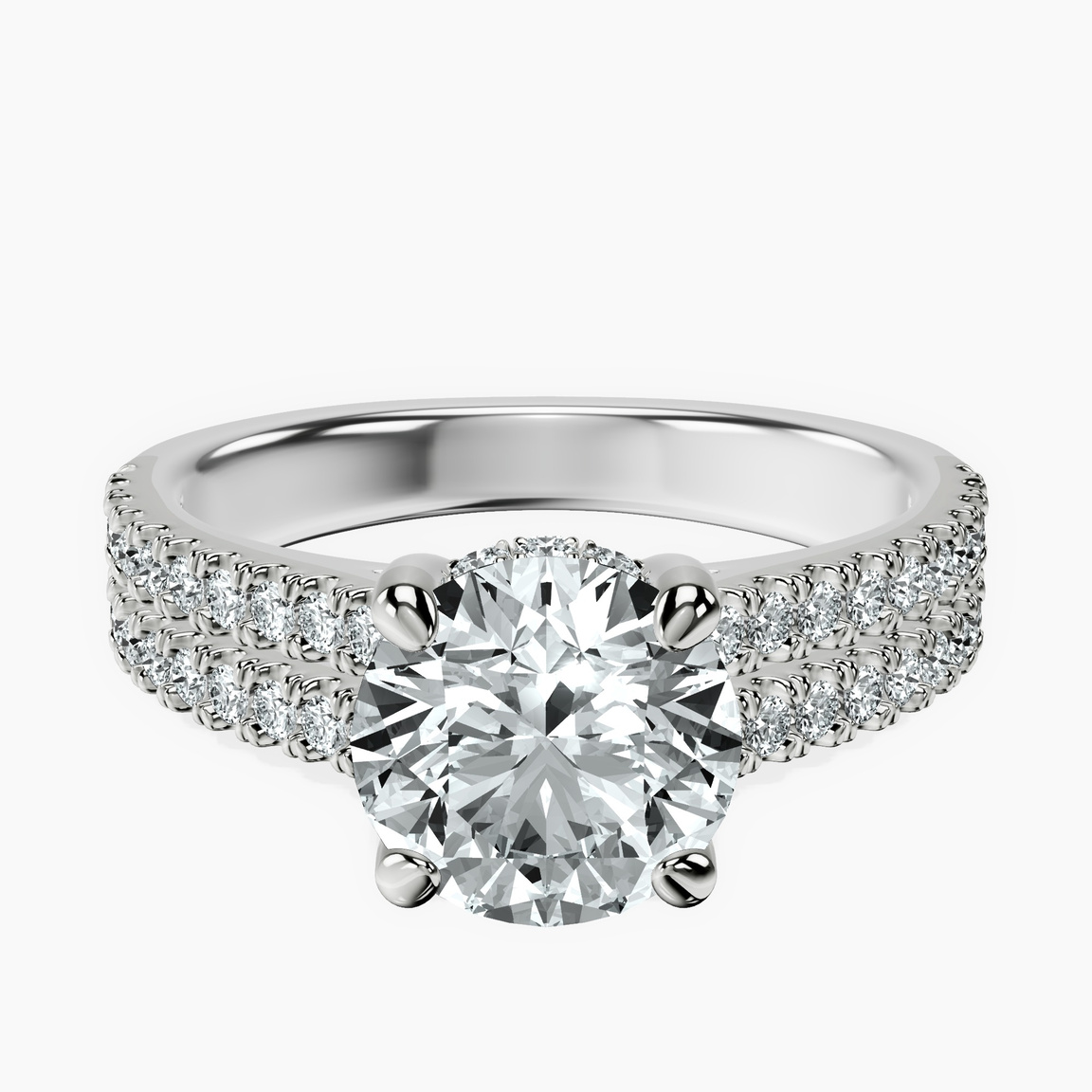 9ct White Gold Tosca Secret Halo Double Band Lab Diamond Ring front image