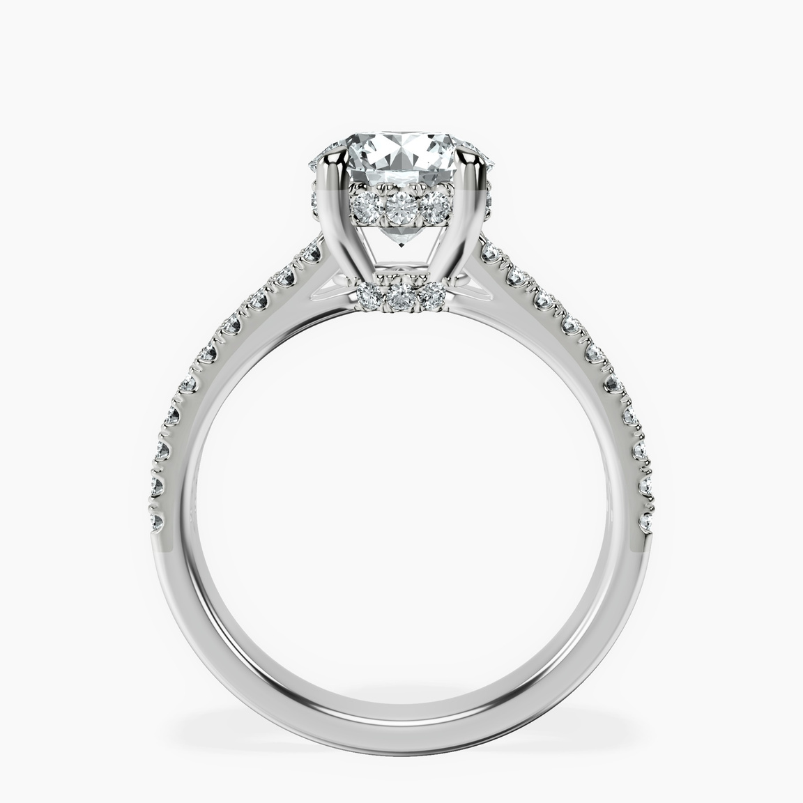 9ct White Gold Tosca Secret Halo Double Band Lab Diamond Ring side right image one