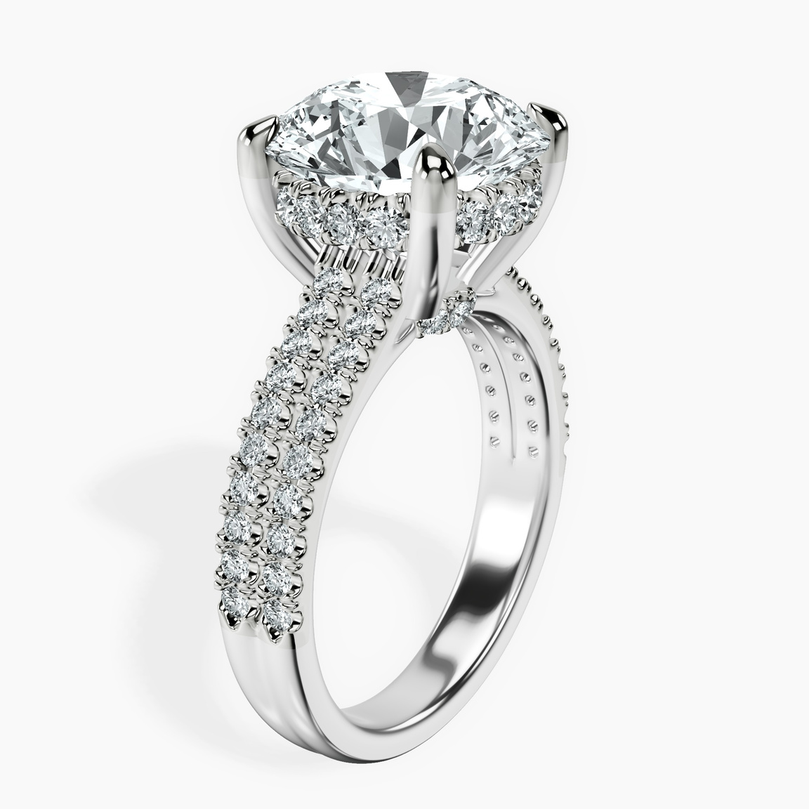 10kt White Gold Tosca Secret Halo Double Band Lab Diamond Ring standing product image one