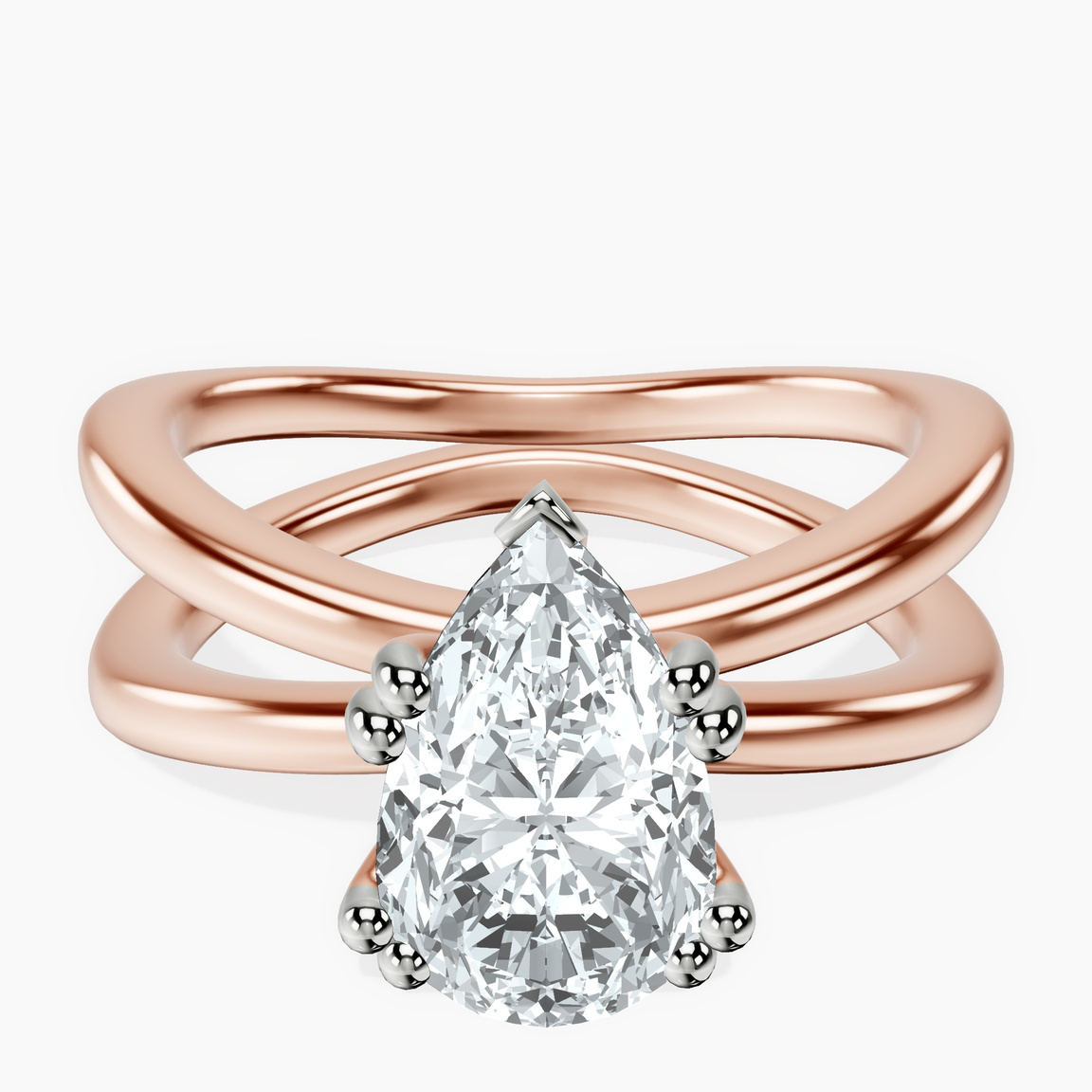 9ct Rose Gold Stella Criss Cross Solitaire Lab Diamond Ring front image