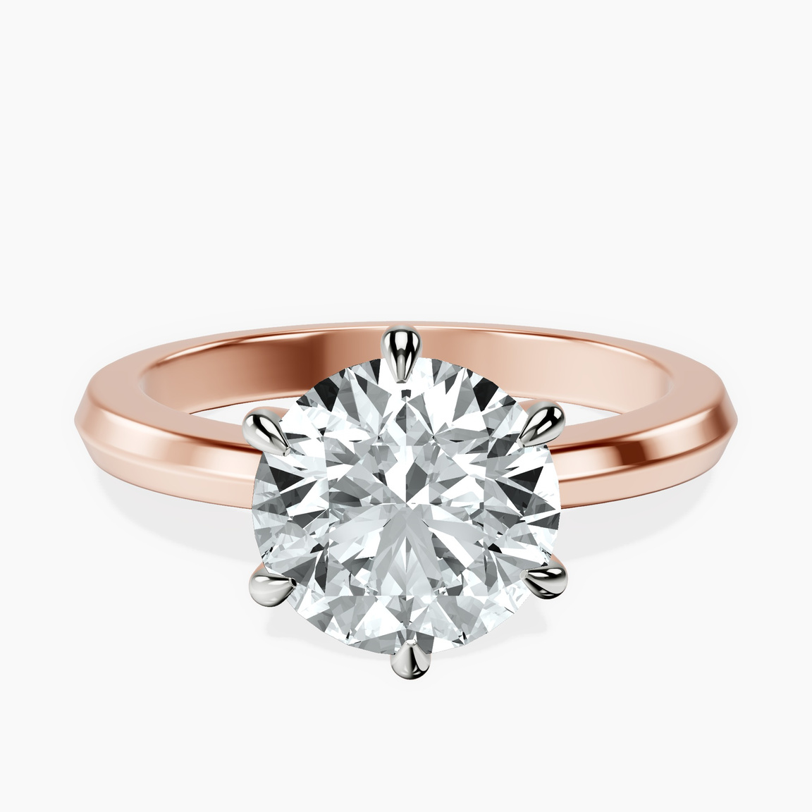 14kt Rose Gold Eva Six Prong Knife Edge Lab Diamond Ring front image