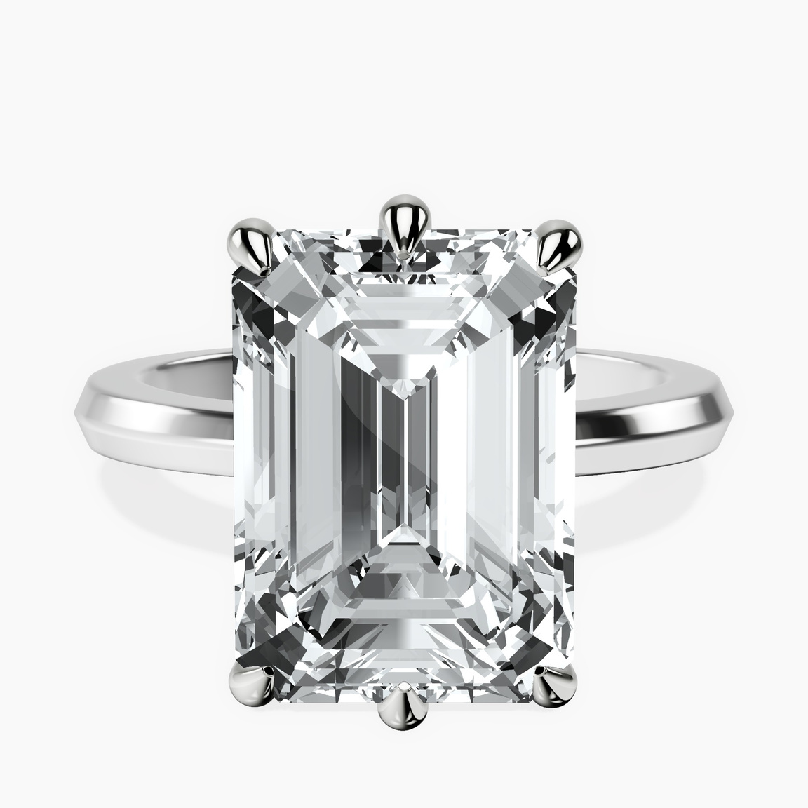 10kt White Gold Eva Six Prong Knife Edge Lab Diamond Ring front image