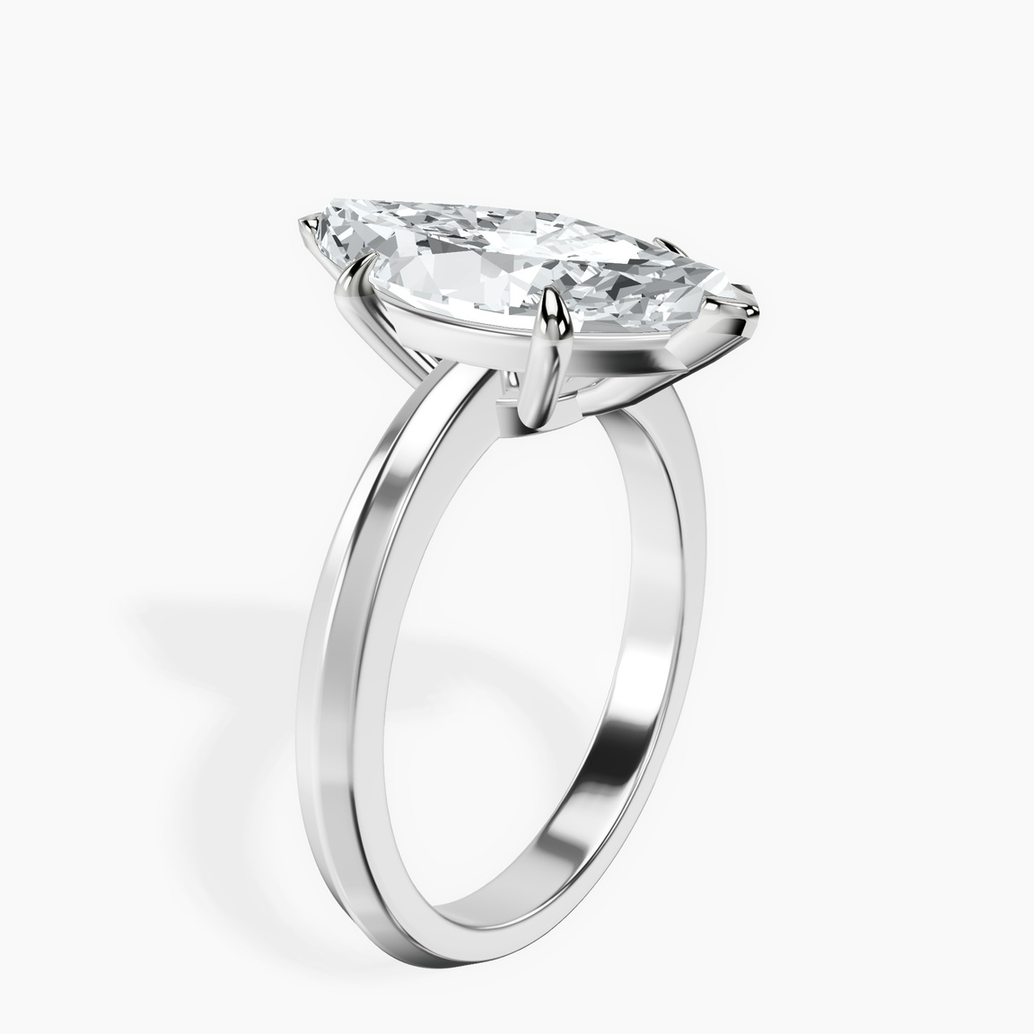 10kt White Gold Eva Six Prong Knife Edge Lab Diamond Ring standing product image one