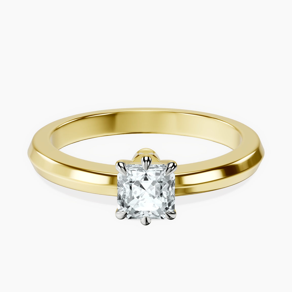 18kt Yellow Gold Eva Six Prong Knife Edge Lab Diamond Ring front image