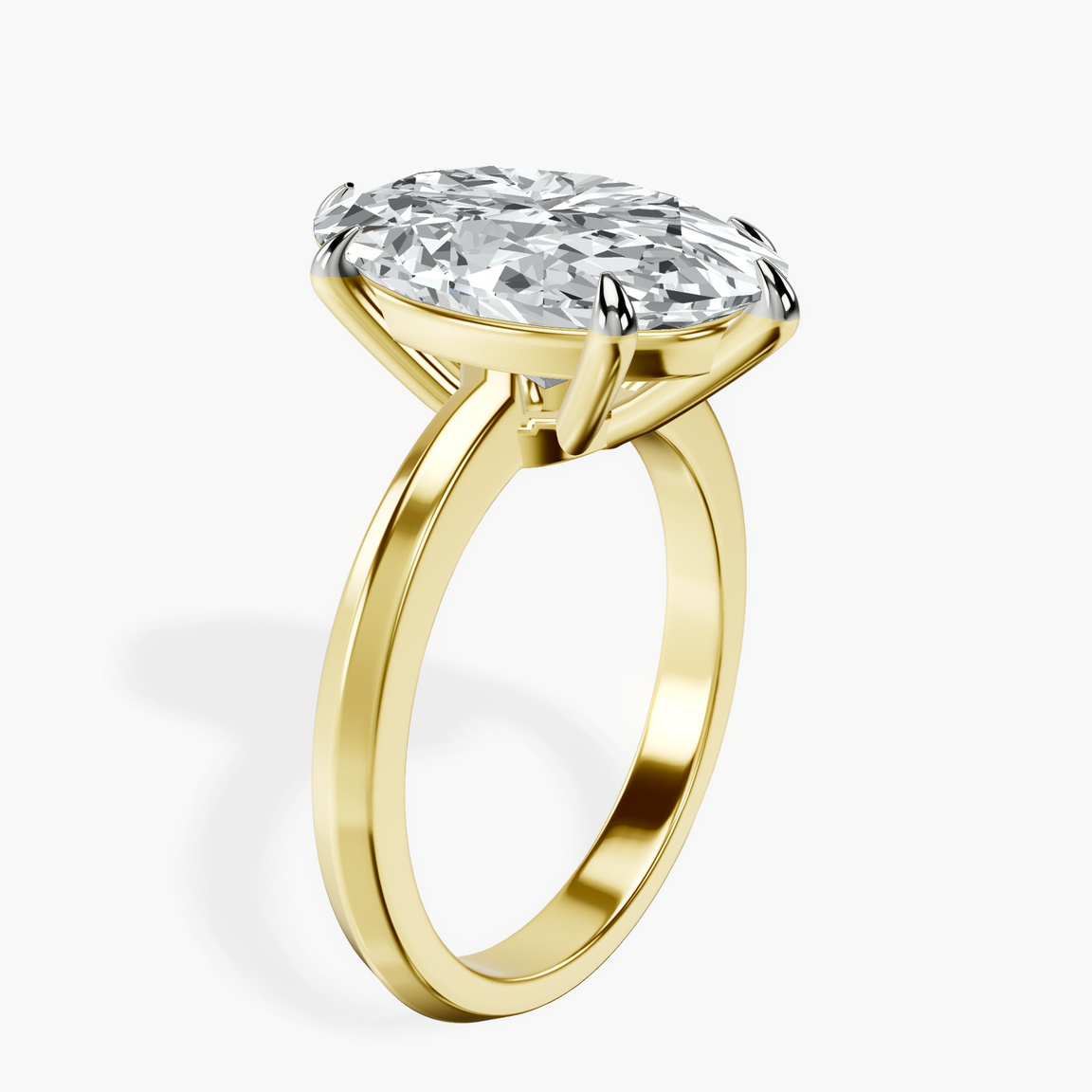 14kt Yellow Gold Eva Six Prong Knife Edge Lab Diamond Ring standing product image one