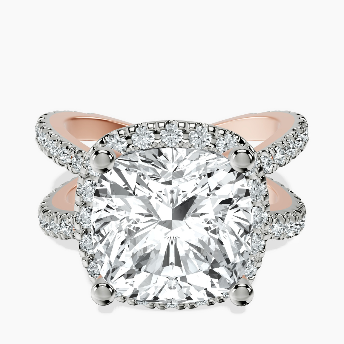 10kt Rose Gold Electra Criss Cross Halo Lab Diamond Ring front image