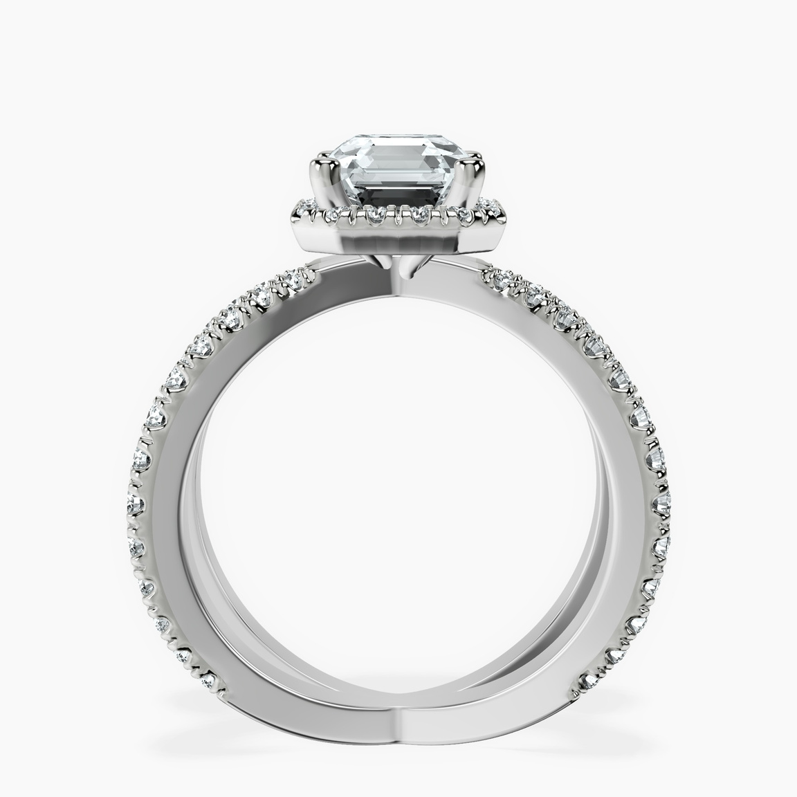 9ct White Gold Electra Criss Cross Halo Lab Diamond Ring side right image one