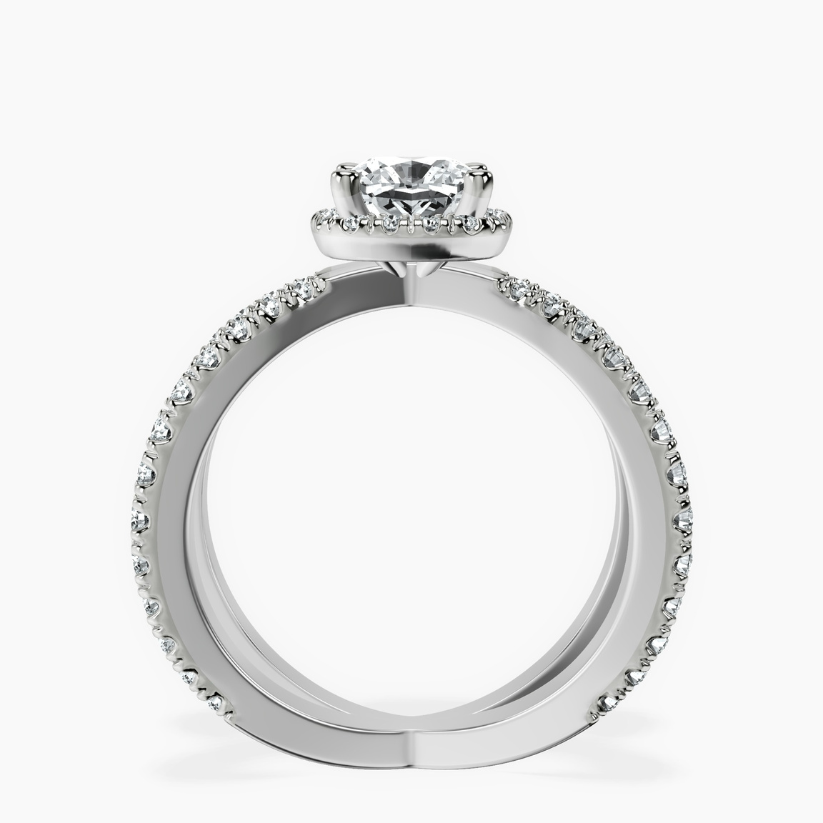 Platinum Electra Criss Cross Halo Lab Diamond Ring side right image one