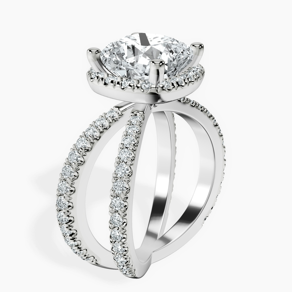 10kt White Gold Electra Criss Cross Halo Lab Diamond Ring standing product image one