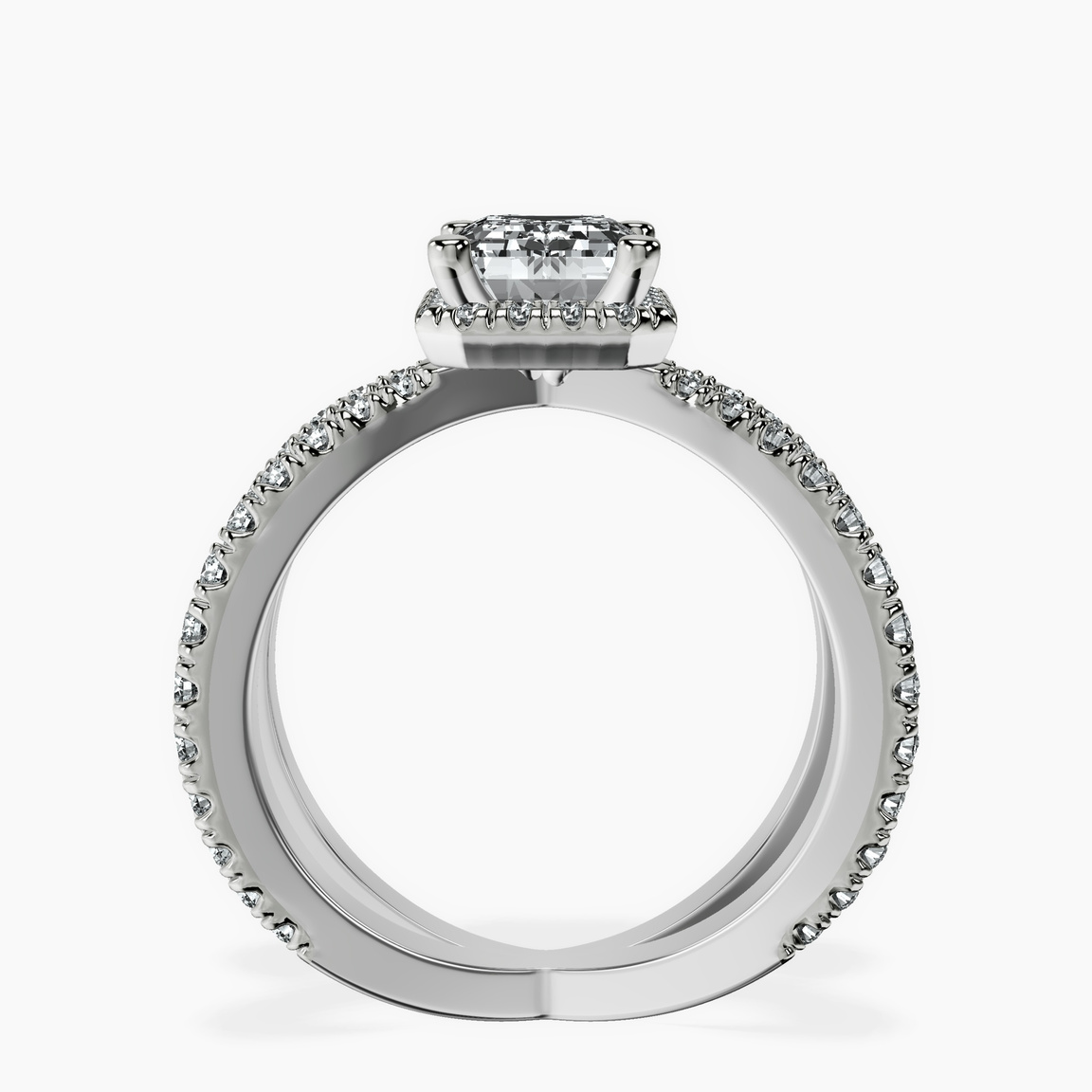 9ct White Gold Electra Criss Cross Halo Lab Diamond Ring side right image one