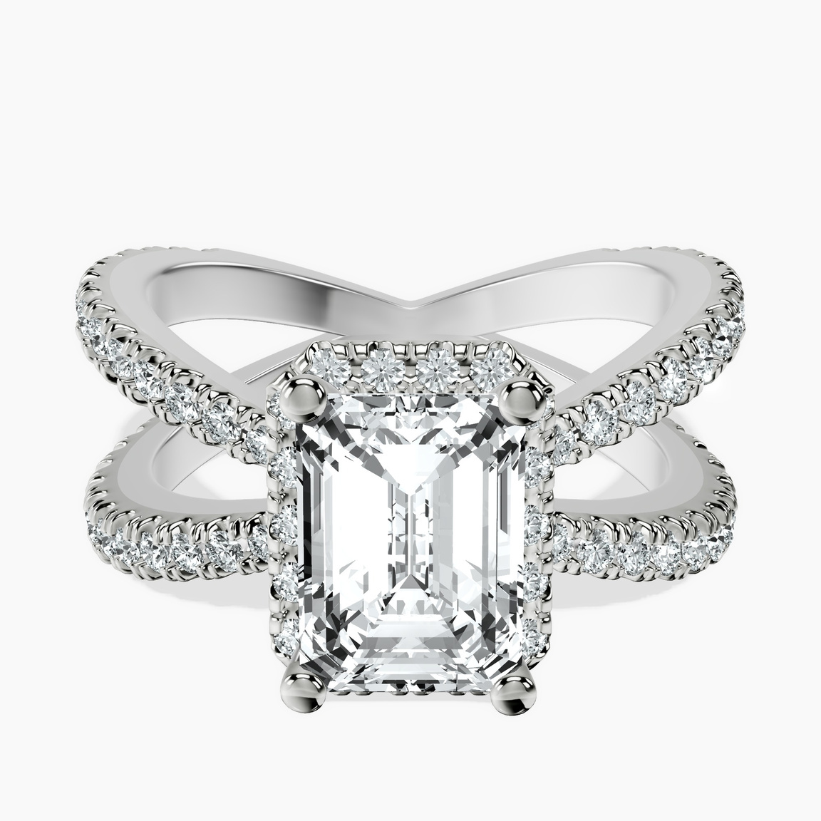 Platinum Electra Criss Cross Halo Lab Diamond Ring front image