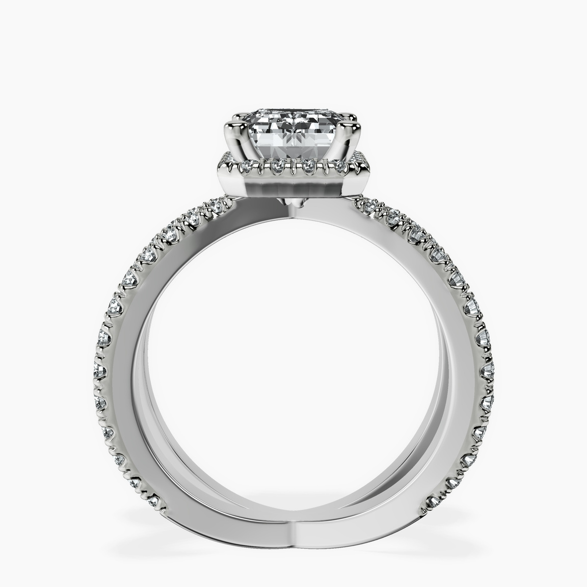 Platinum Electra Criss Cross Halo Lab Diamond Ring side right image one
