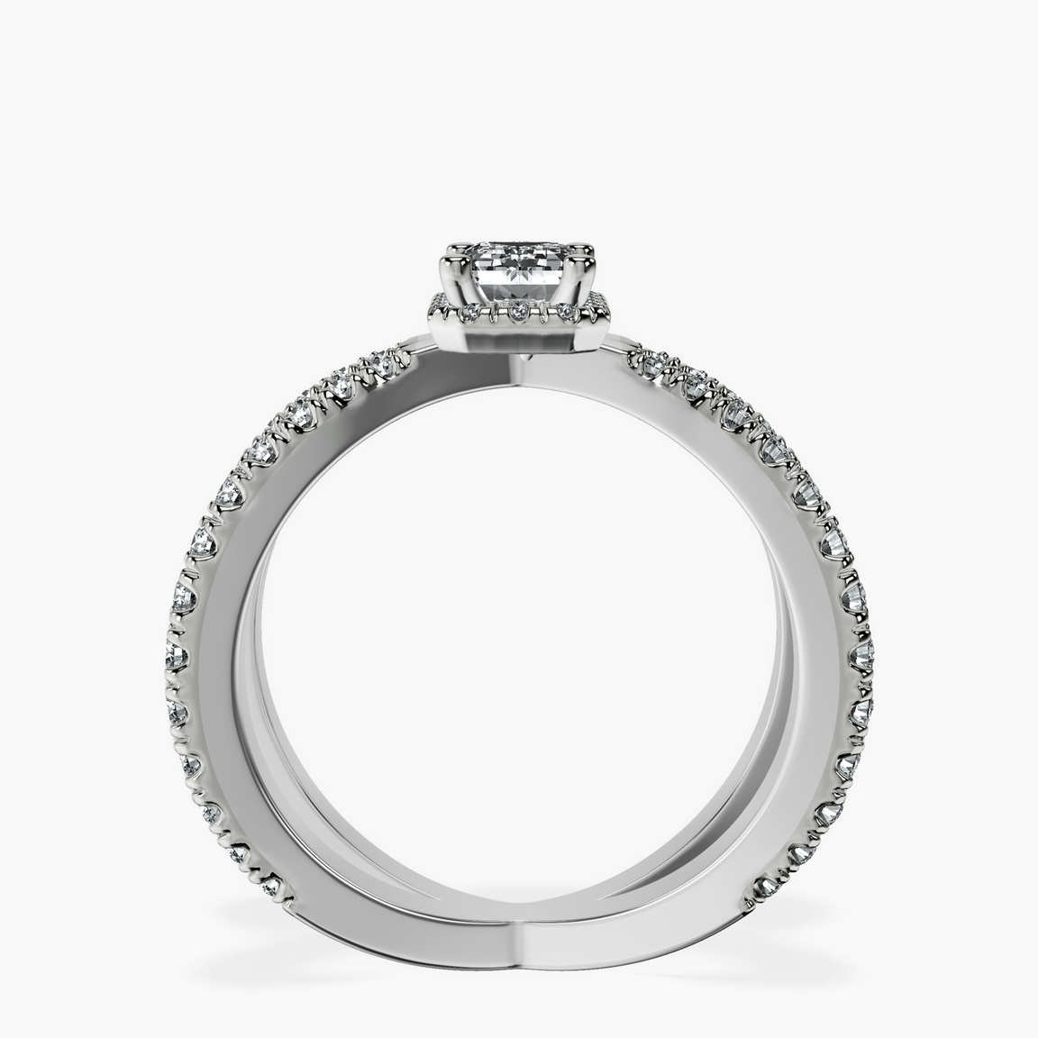 10kt White Gold Electra Criss Cross Halo Lab Diamond Ring side right image one