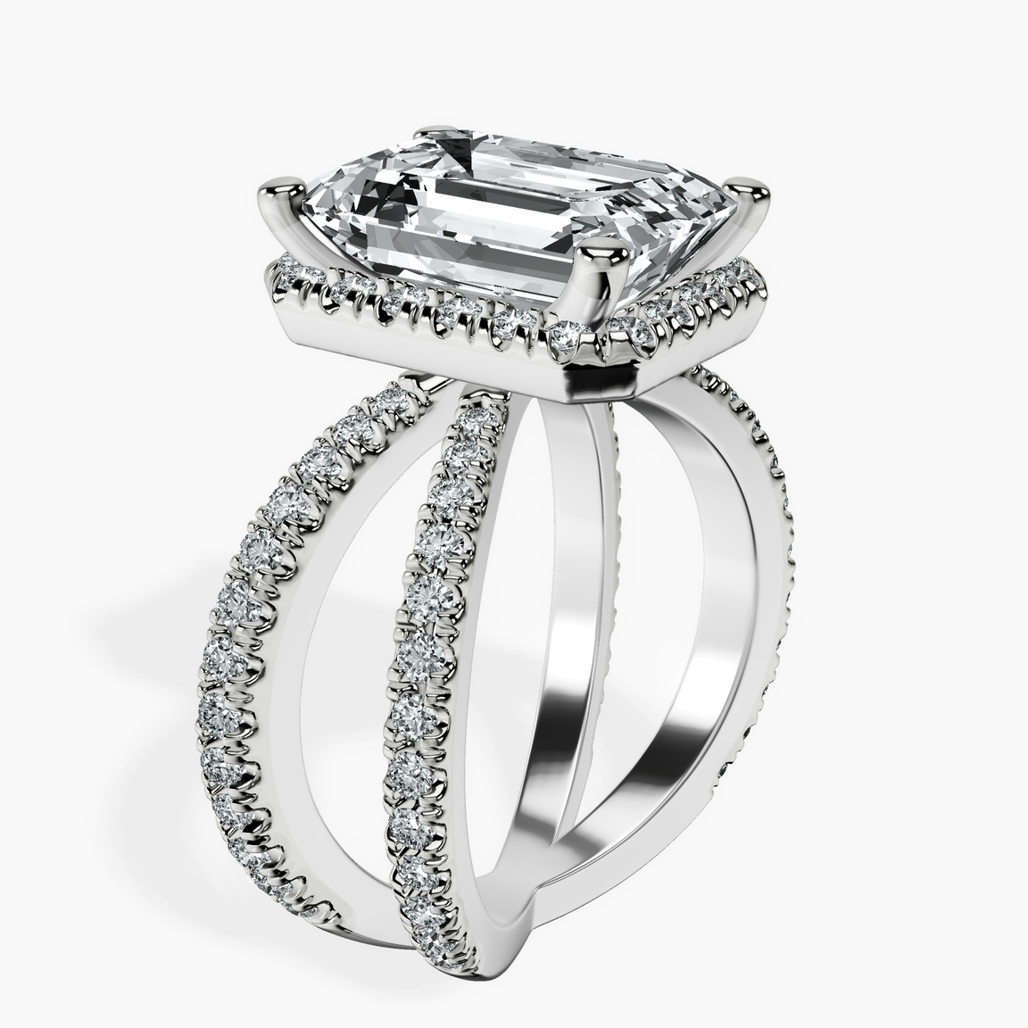 Platinum Electra Criss Cross Halo Lab Diamond Ring standing product image one