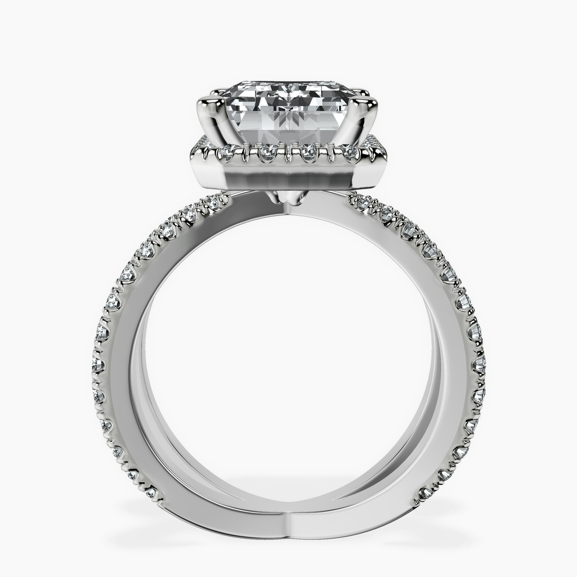 Platinum Electra Criss Cross Halo Lab Diamond Ring side right image one