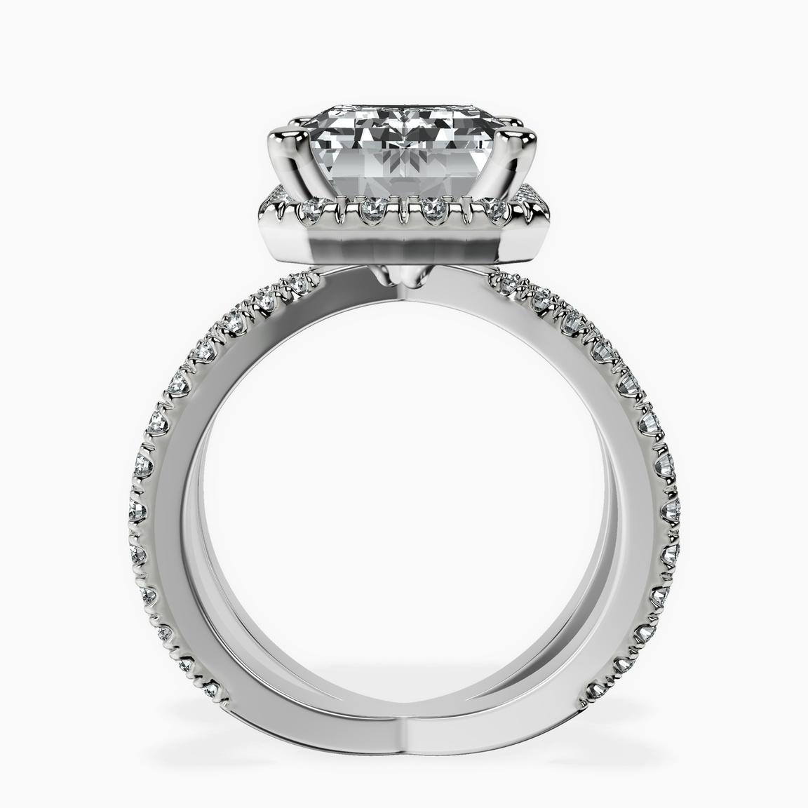 Platinum Electra Criss Cross Halo Lab Diamond Ring side right image one