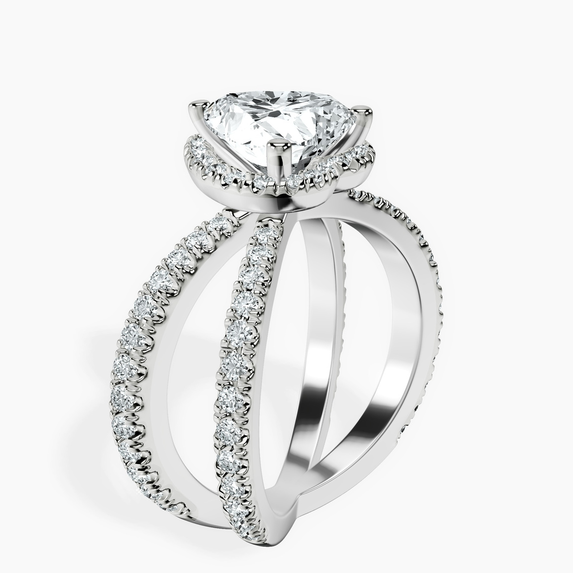 10kt White Gold Electra Criss Cross Halo Lab Diamond Ring standing product image one