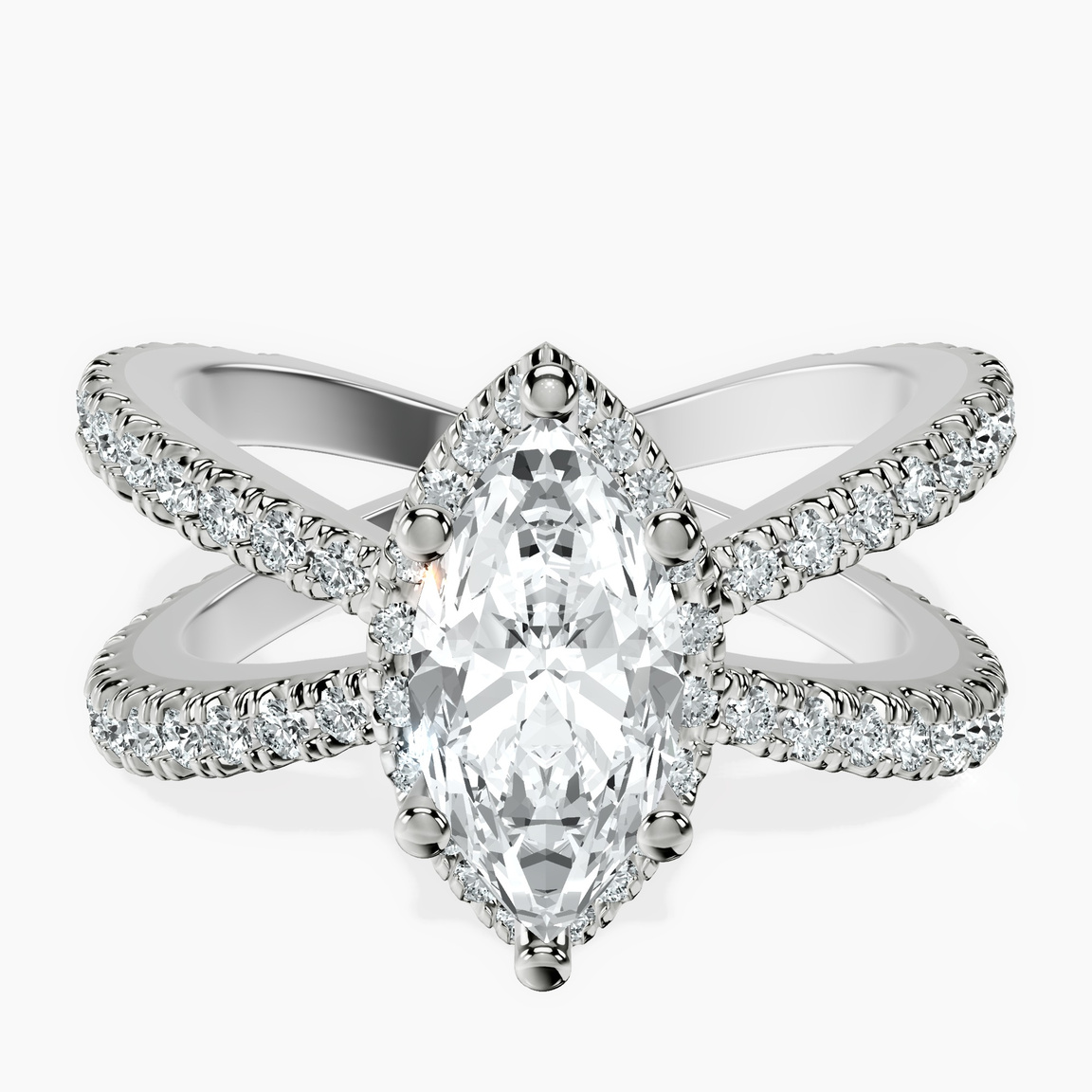 Platinum Electra Criss Cross Halo Lab Diamond Ring front image