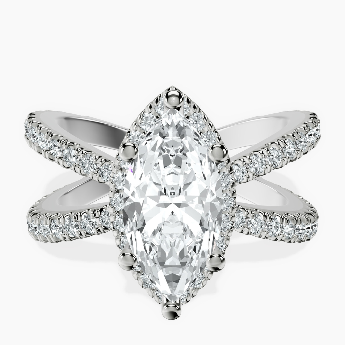 Platinum Electra Criss Cross Halo Lab Diamond Ring front image