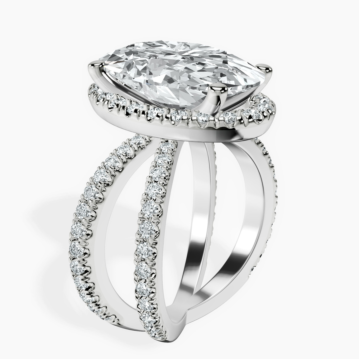 Platinum Electra Criss Cross Halo Lab Diamond Ring standing product image one