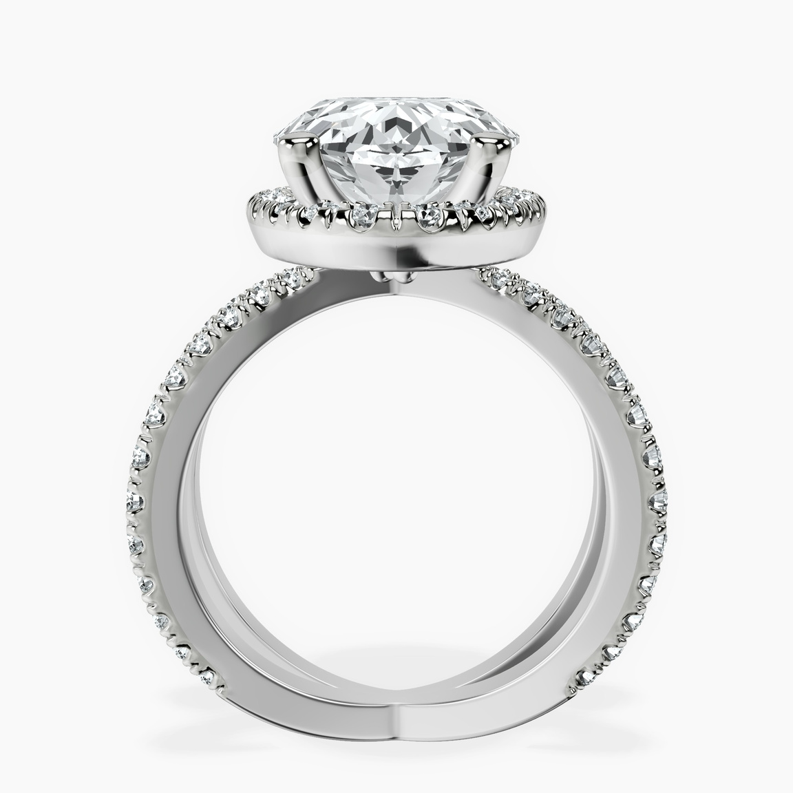 Platinum Electra Criss Cross Halo Lab Diamond Ring side right image one