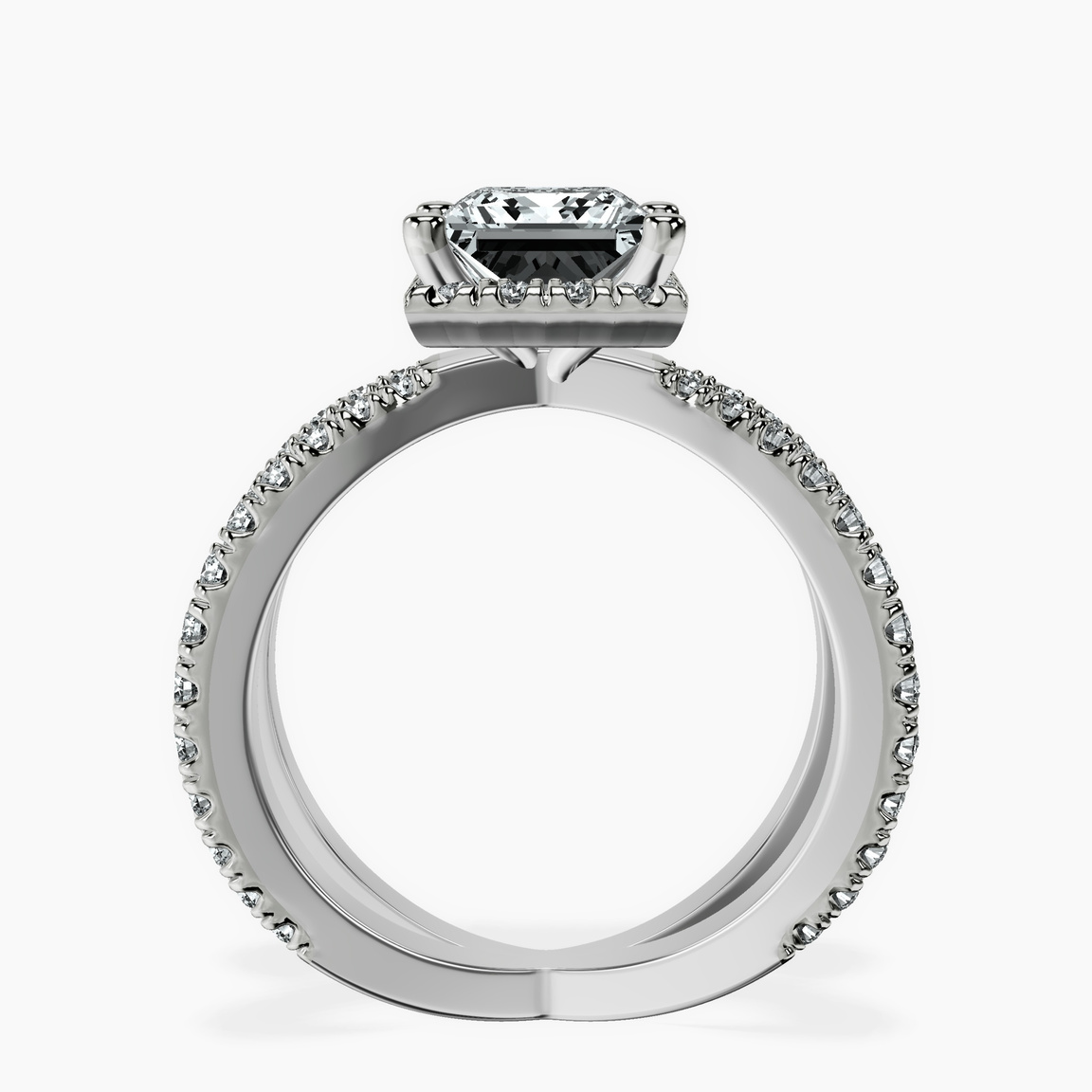 9ct White Gold Electra Criss Cross Halo Lab Diamond Ring side right image one