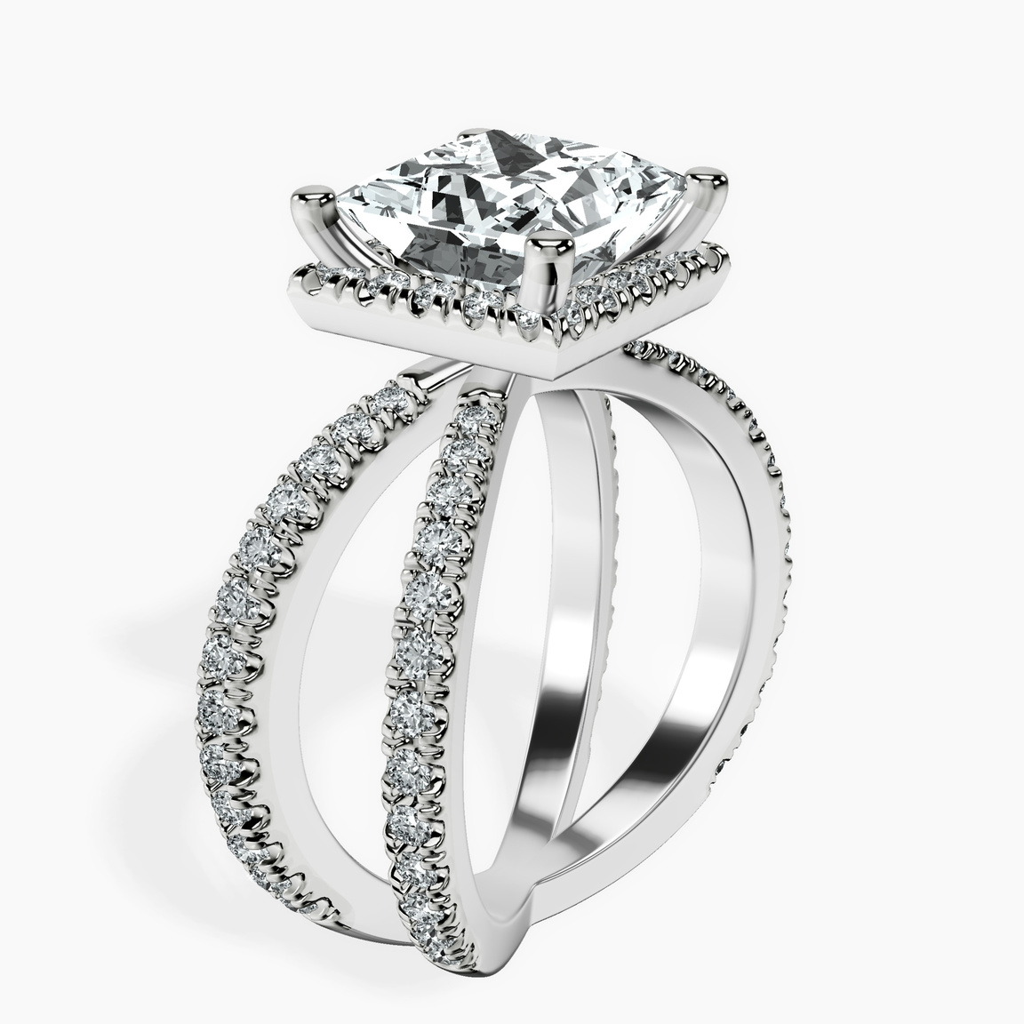 10kt White Gold Electra Criss Cross Halo Lab Diamond Ring standing product image one